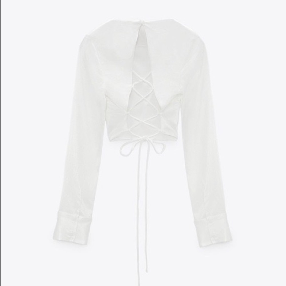 ZARA White Satin Backless Blouse - Picture 3 of 6